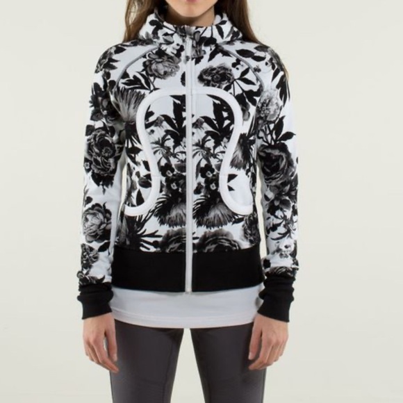 [US2]Lululemon scuba Hoodie Black/ White Floral Pattern - Picture 1 of 14
